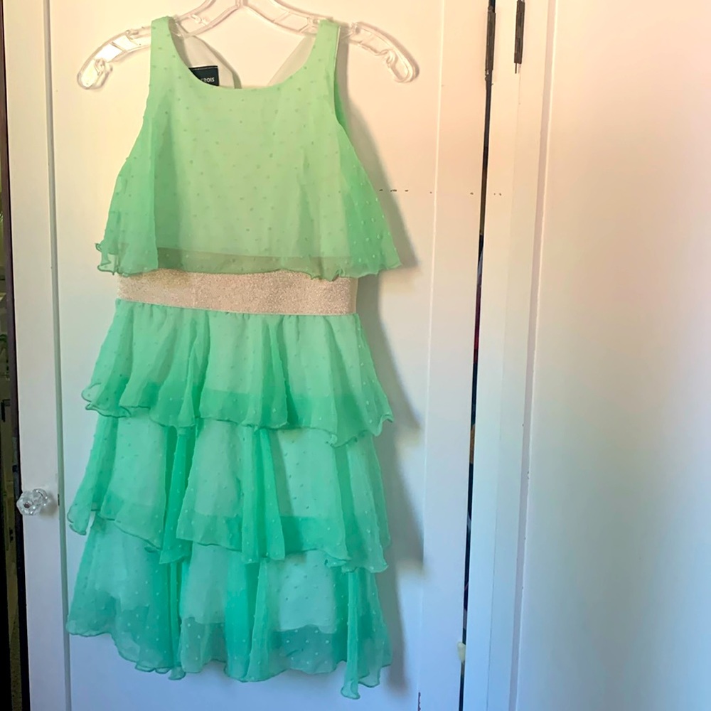 Mint ruffled dress gore waist